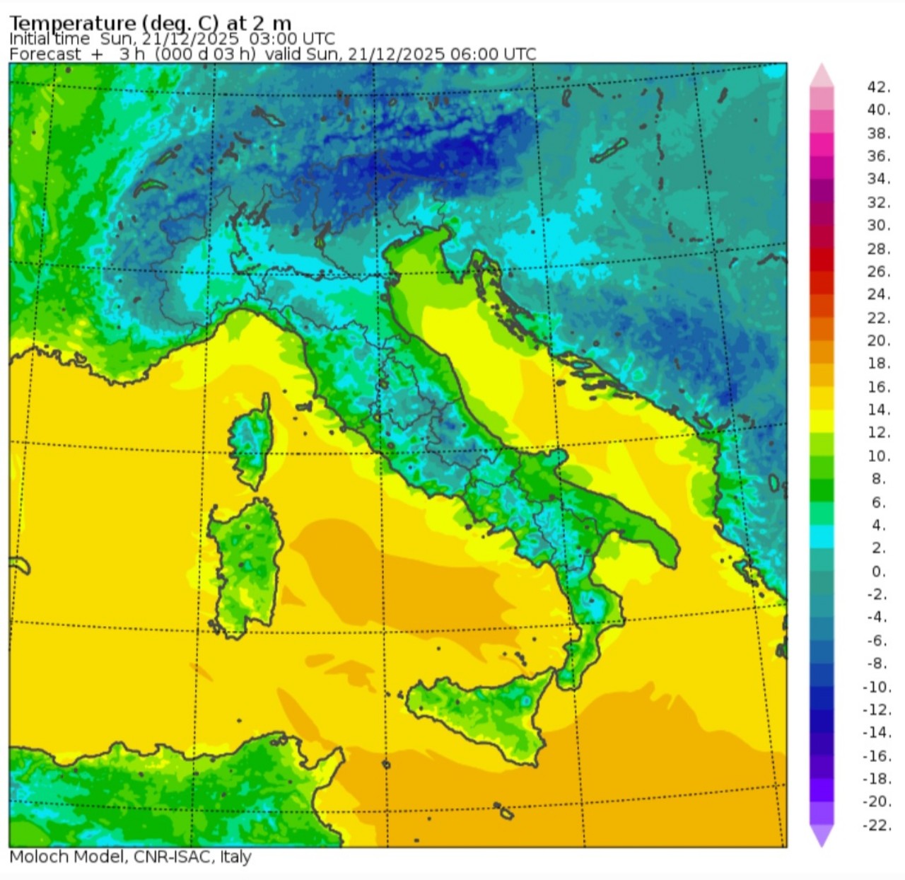 Temperature minime 21 dicembre 