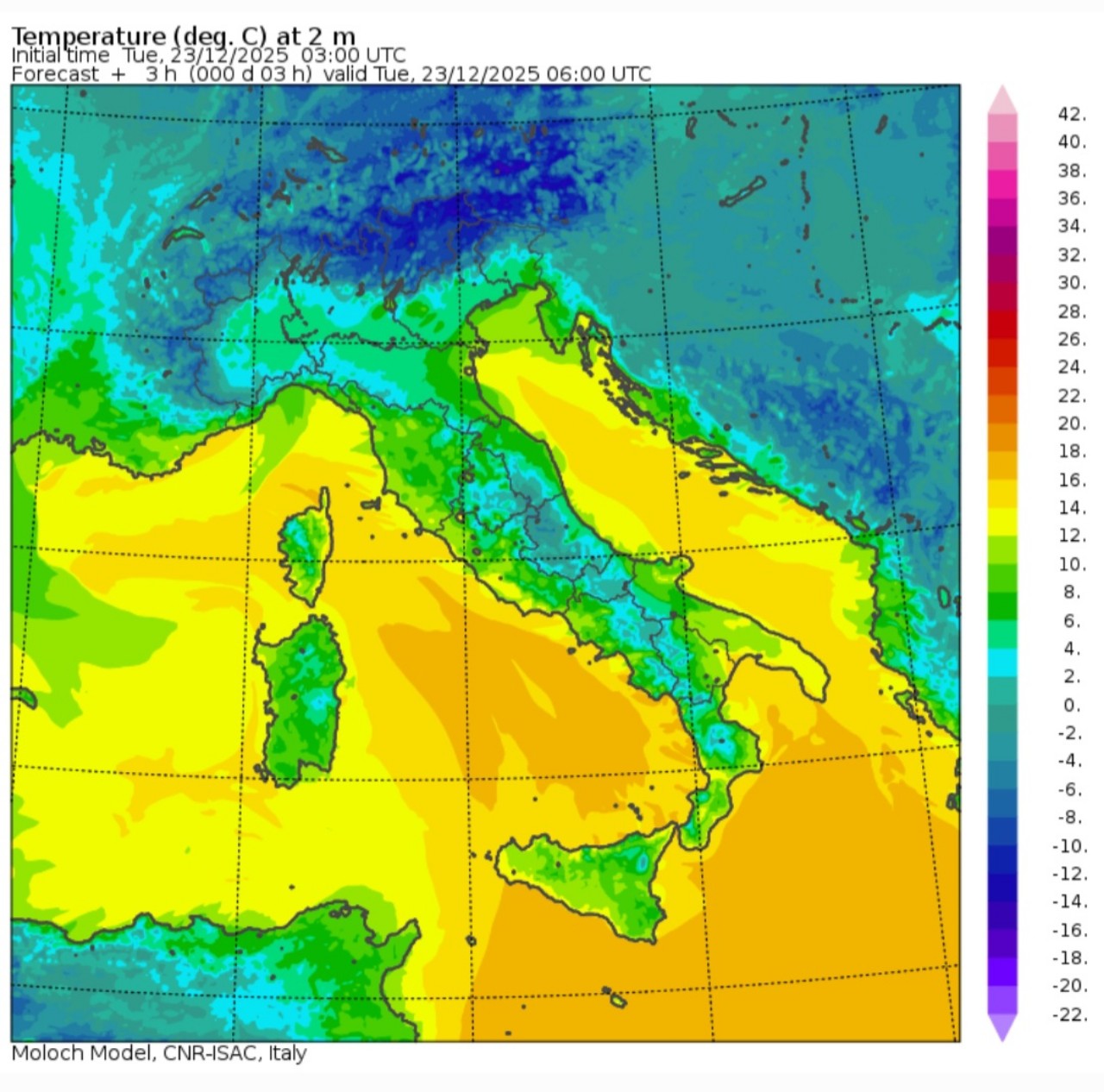 Temperature minime 23 dicembre 