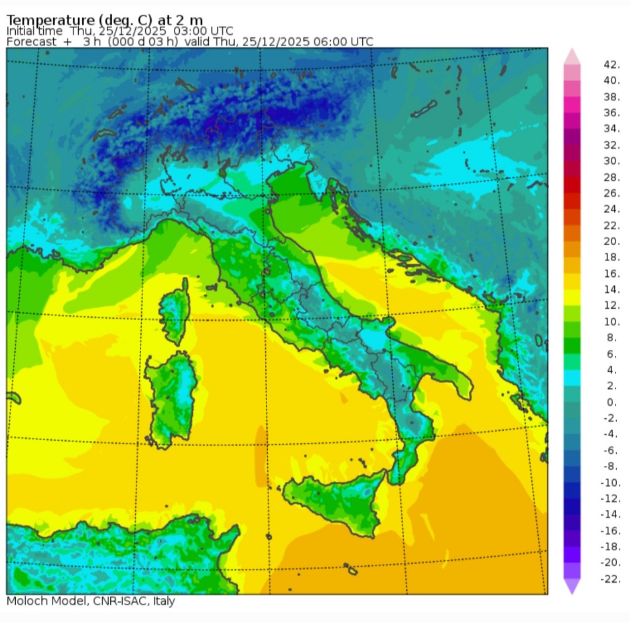 Temperature minime 25 dicembre 