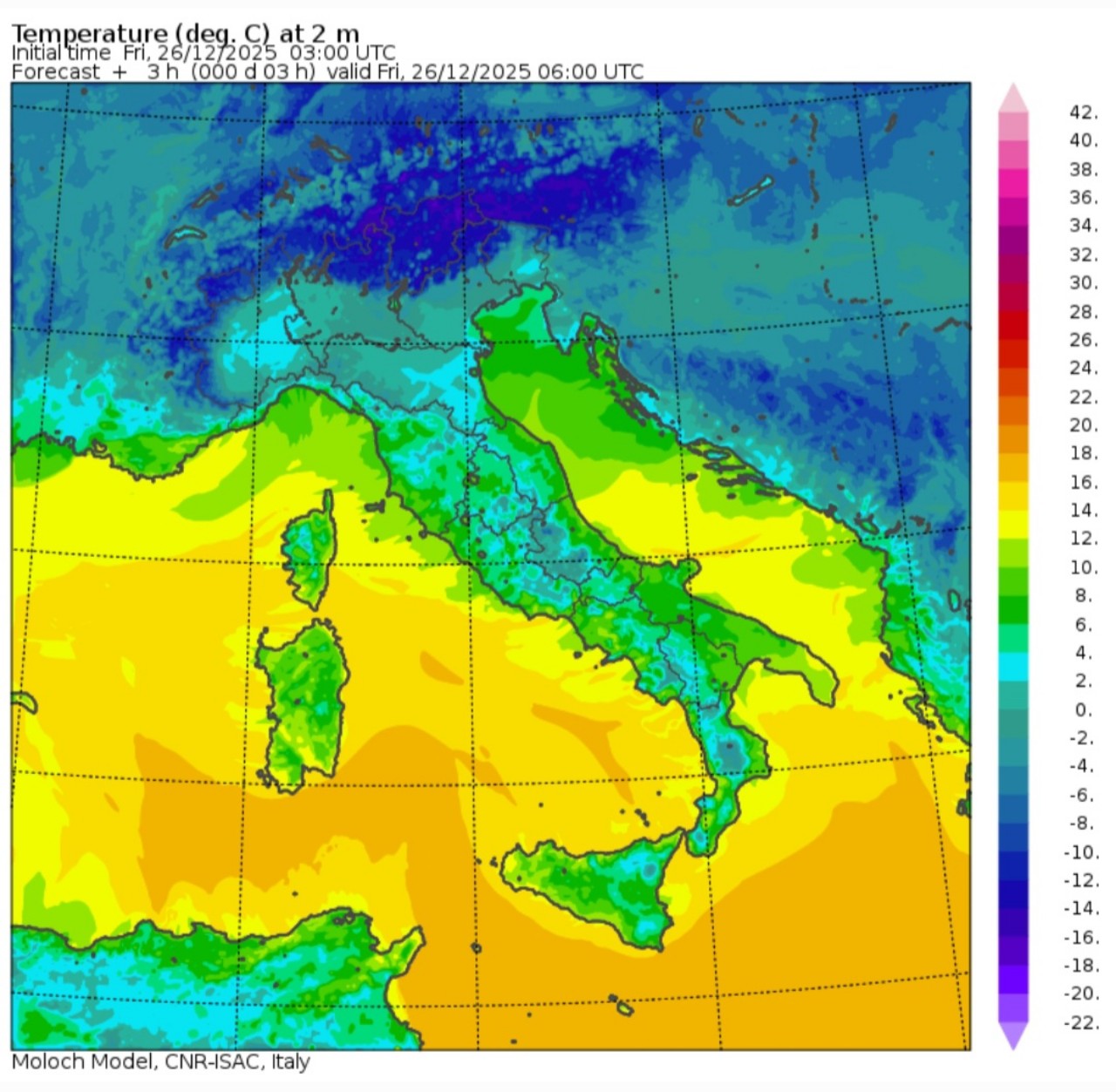 Temperature minime 26 dicembre 