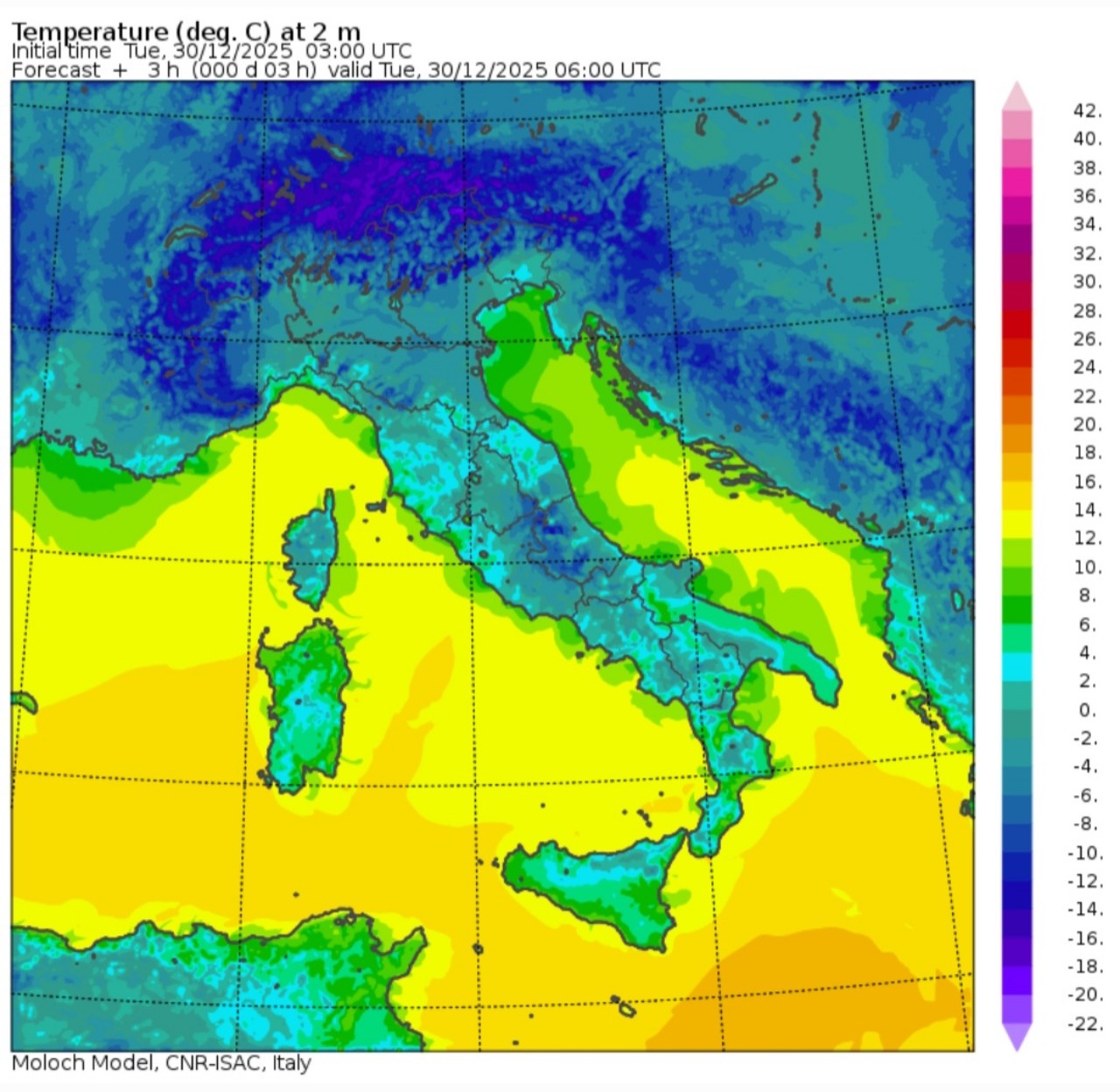 Temperature minime 30 dicembre