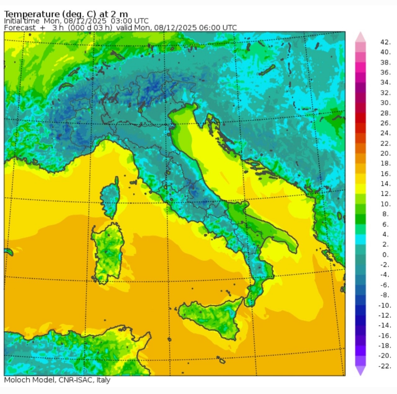 Temperature minime 8 dicembre