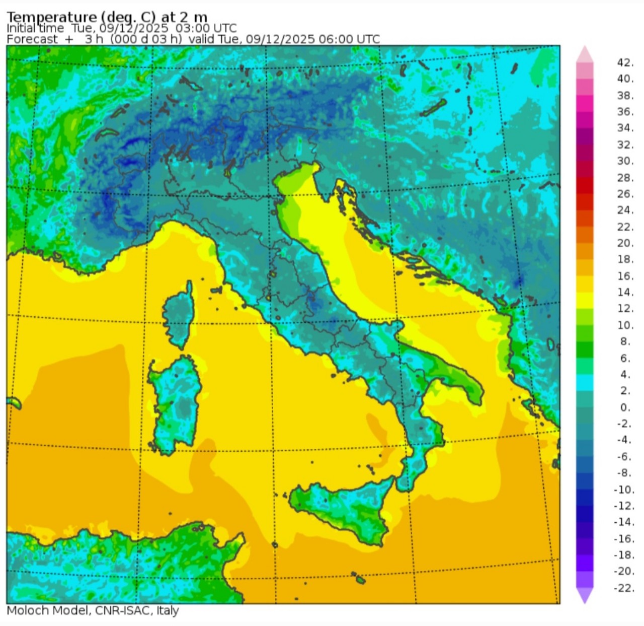 Temperature minime 9 dicembre