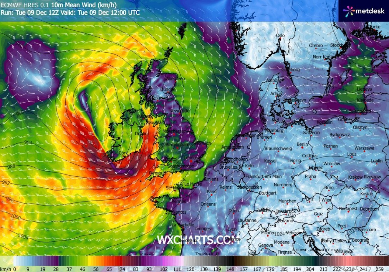 Tempesta Bram Regno Unito 10 dicembre