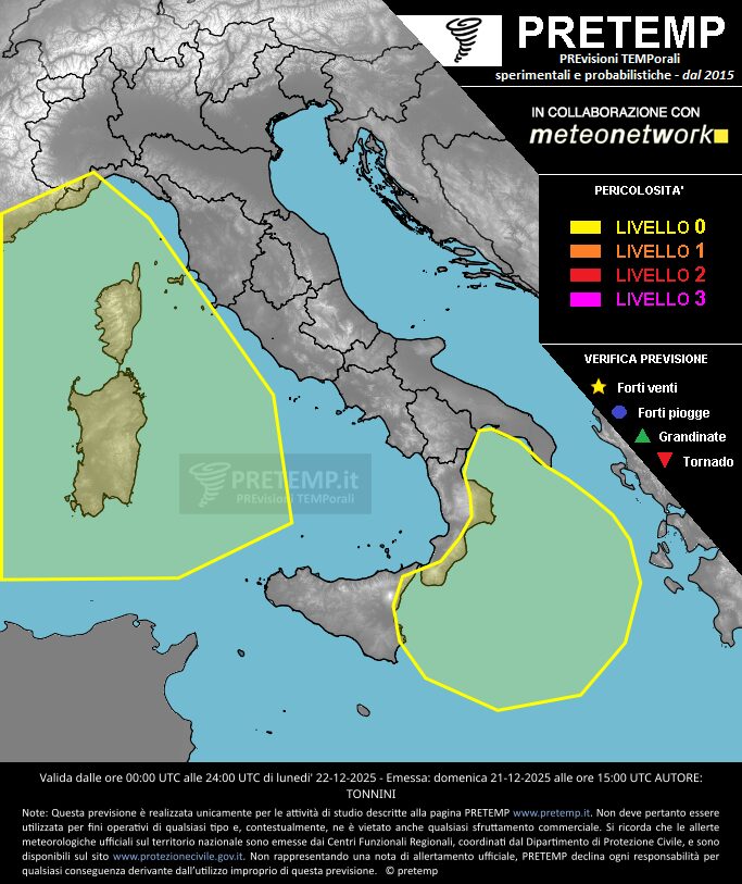 allerta meteo mappa 22 dicembre