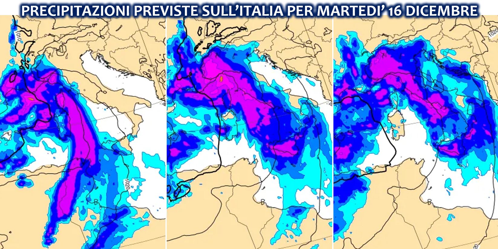 allerta meteo martedì 16 dicembre