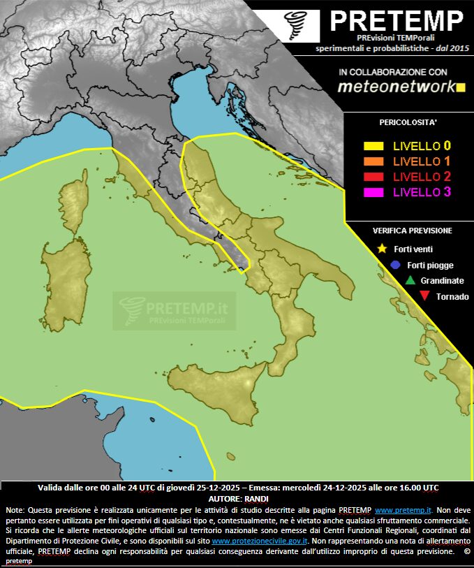 allerta meteo natale 25 dicembre