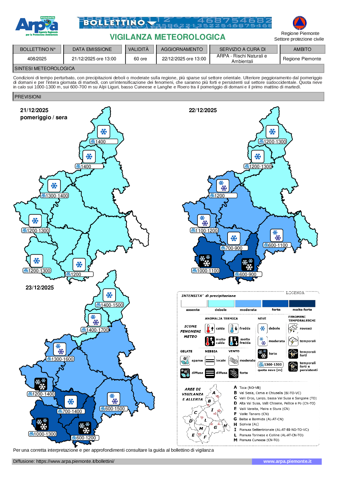 allerta meteo piemonte 22 dicembre