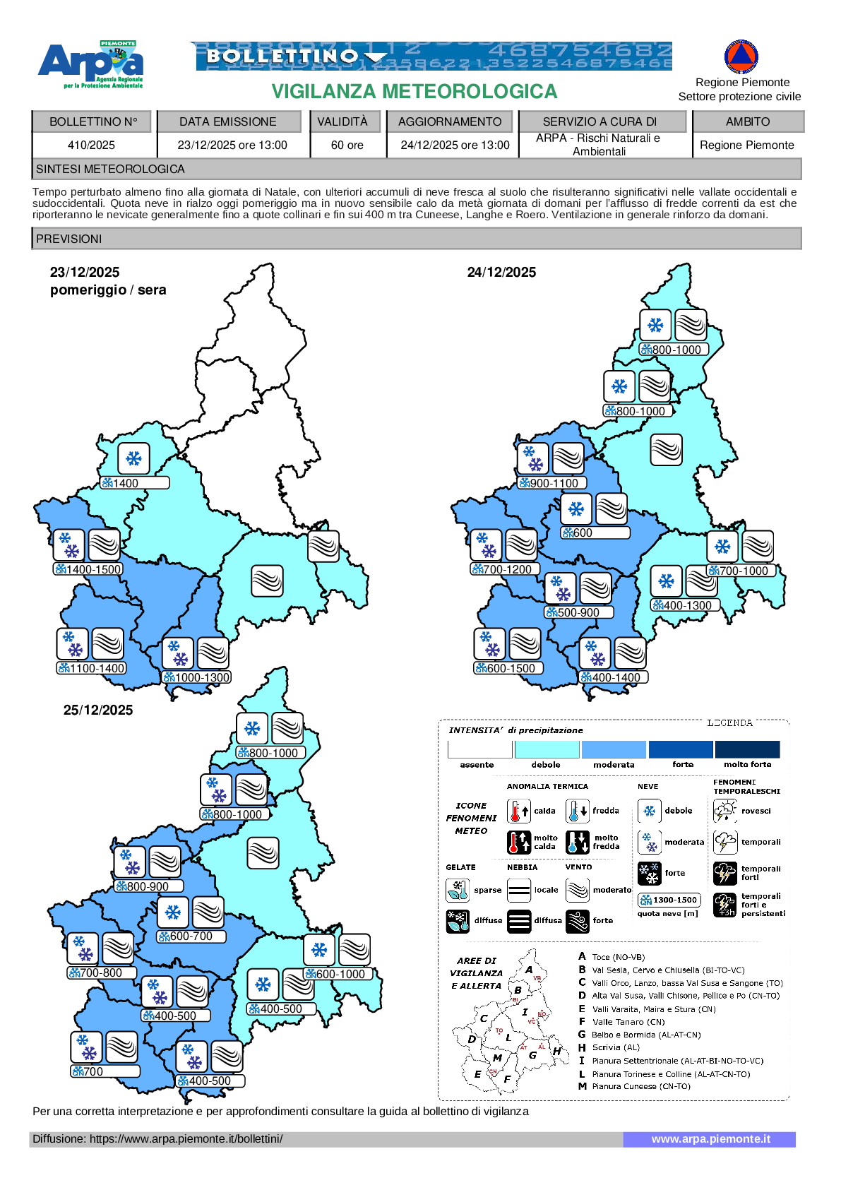 allerta meteo piemonte 23-24 dicembre