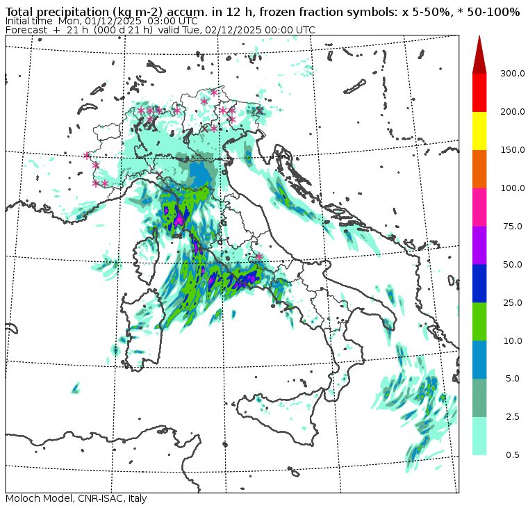 allerta meteo piogge italia lunedì 1 dicembre sera