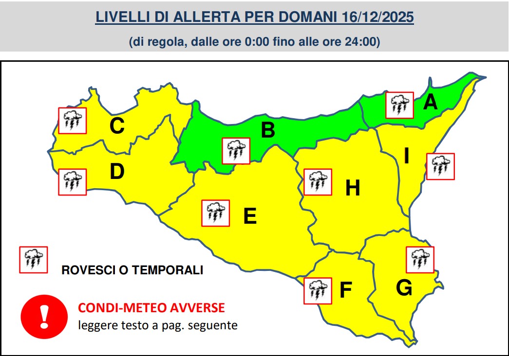 allerta meteo sicilia 16 dicembre