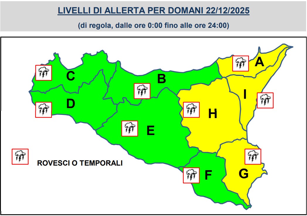 allerta meteo sicilia 22 dicembre