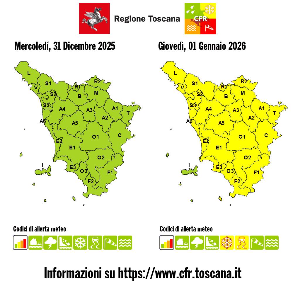 allerta meteo toscana 1 gennaio