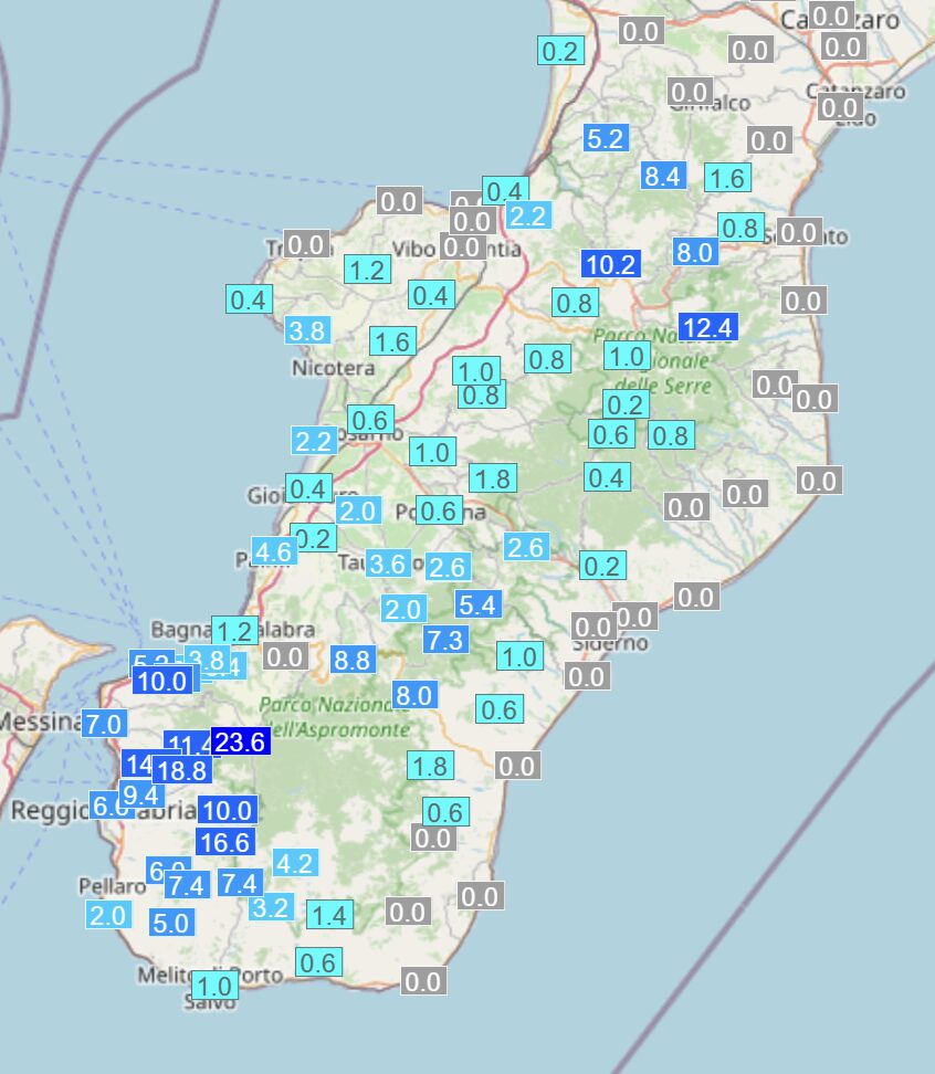 piogge calabria 7 dicembre 2025