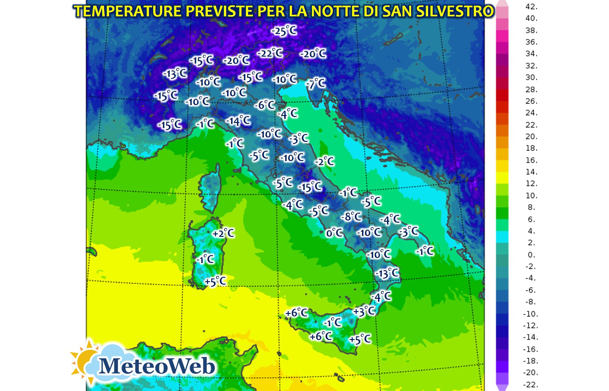 previsioni temperature minime capodanno 2026 gelo polare italia