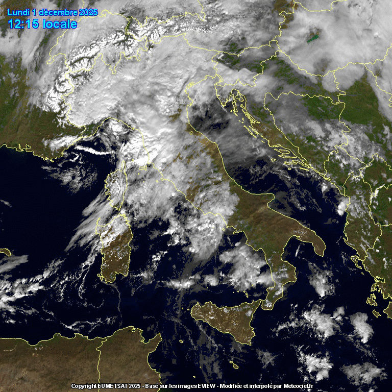 satellite meteo italia 1 dicembre 2025