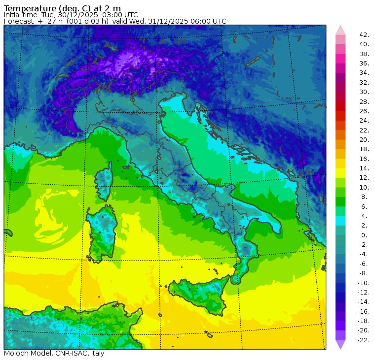 temperature minime alba 31 dicembre 2025