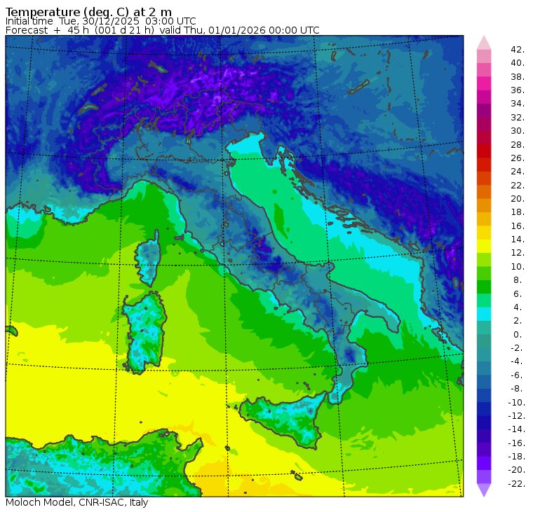 temperature notte san silvestro 2025