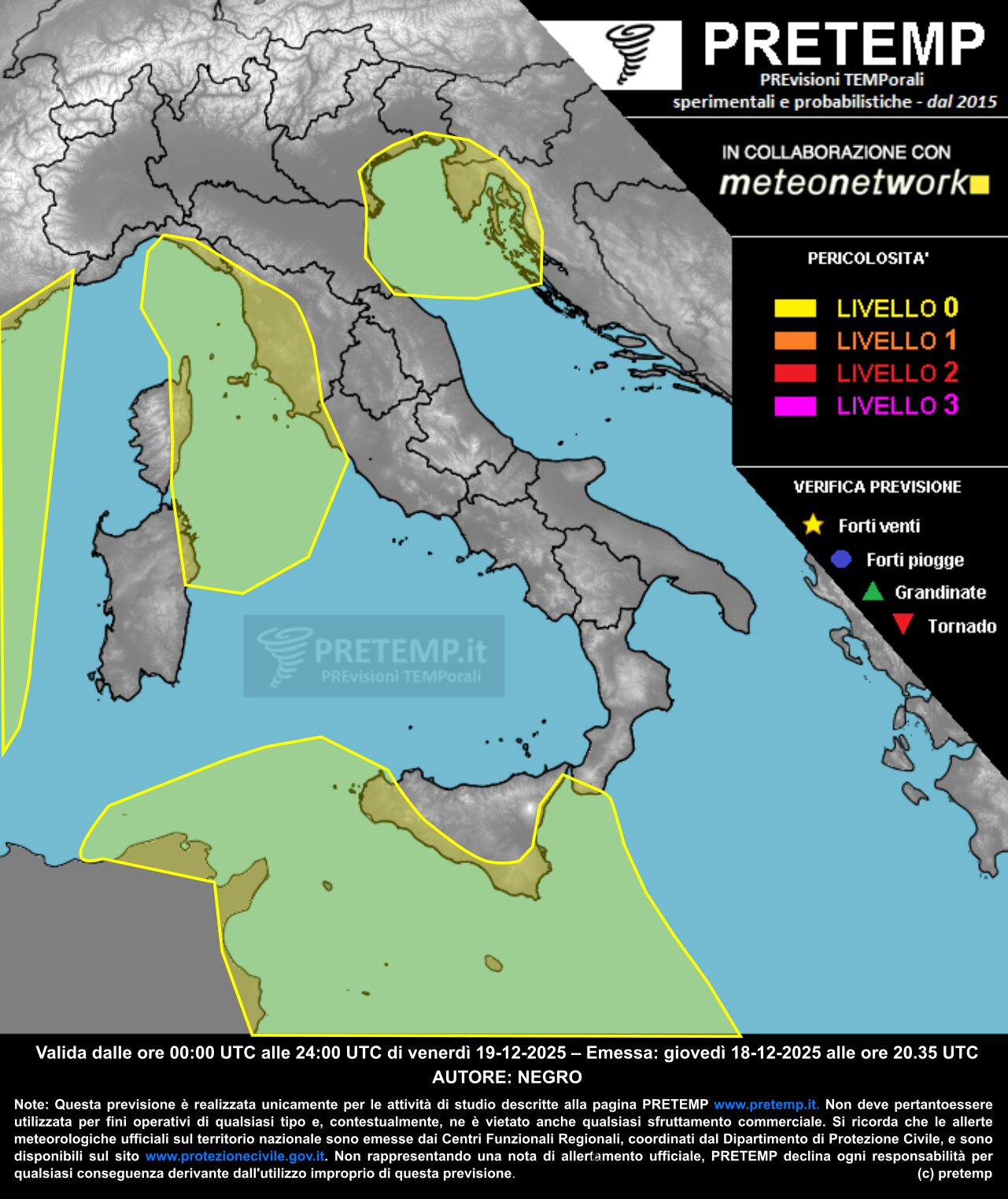 allerta meteo venerdì 19 dicembre