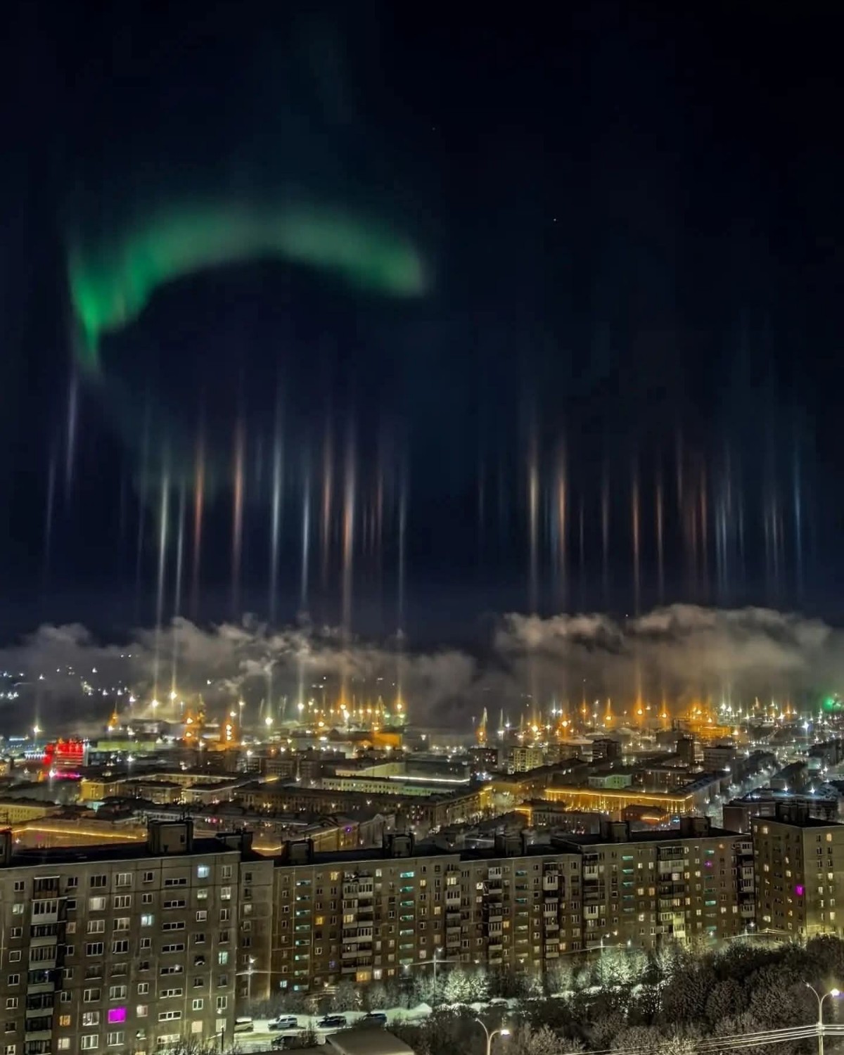 Light pillars Russia 
