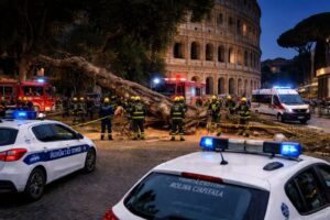 Maltempo Roma albero Colosseo