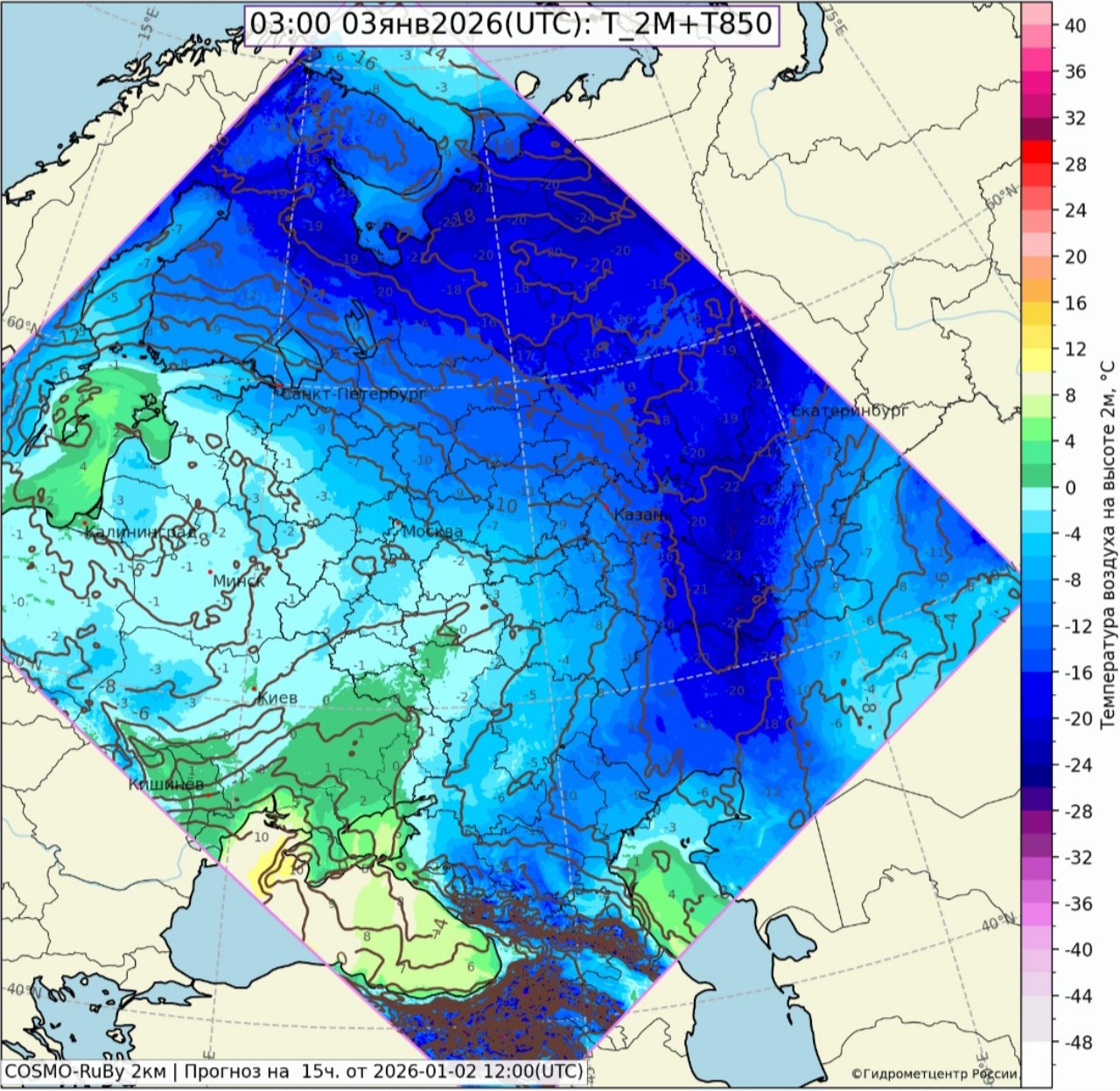 Temperature 850 hPa Russia