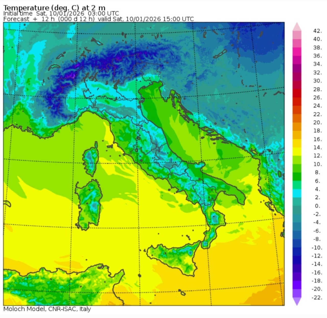 Temperature massime 10 gennaio