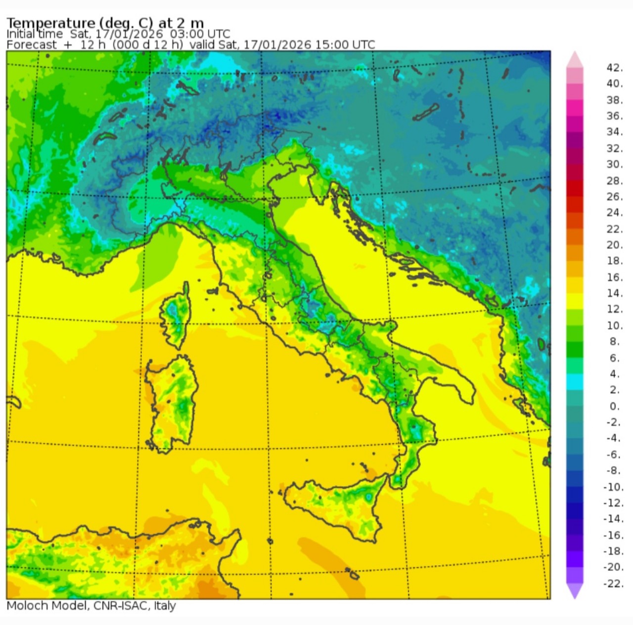 Temperature massime 17 gennaio