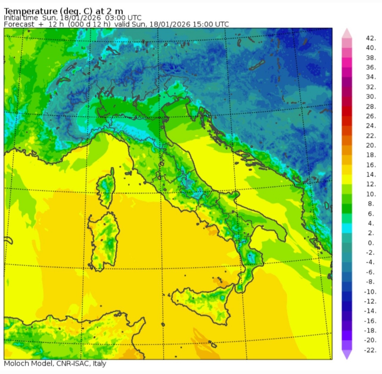 Temperature massime 18 gennaio