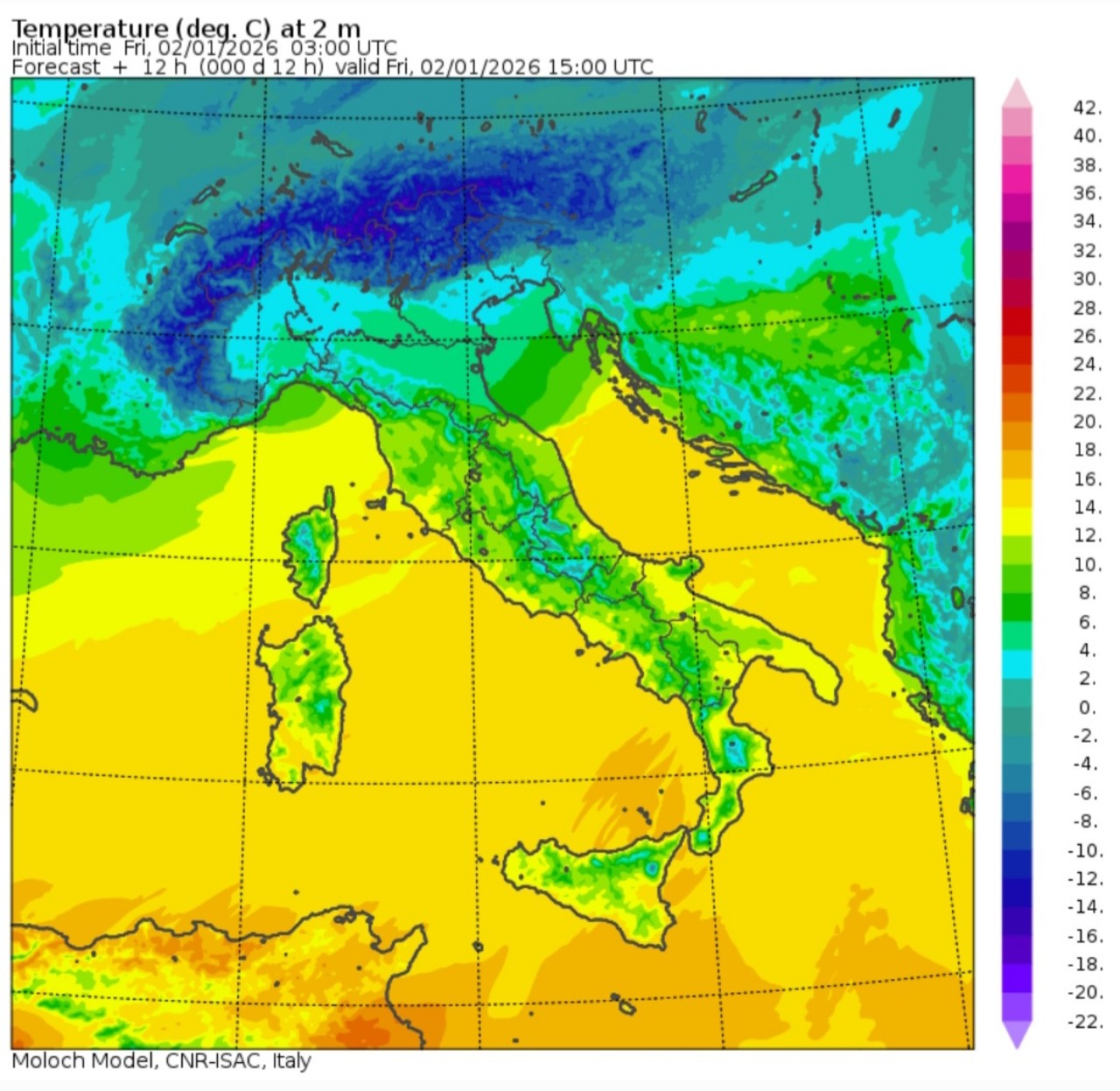 Temperature massime 2 gennaio