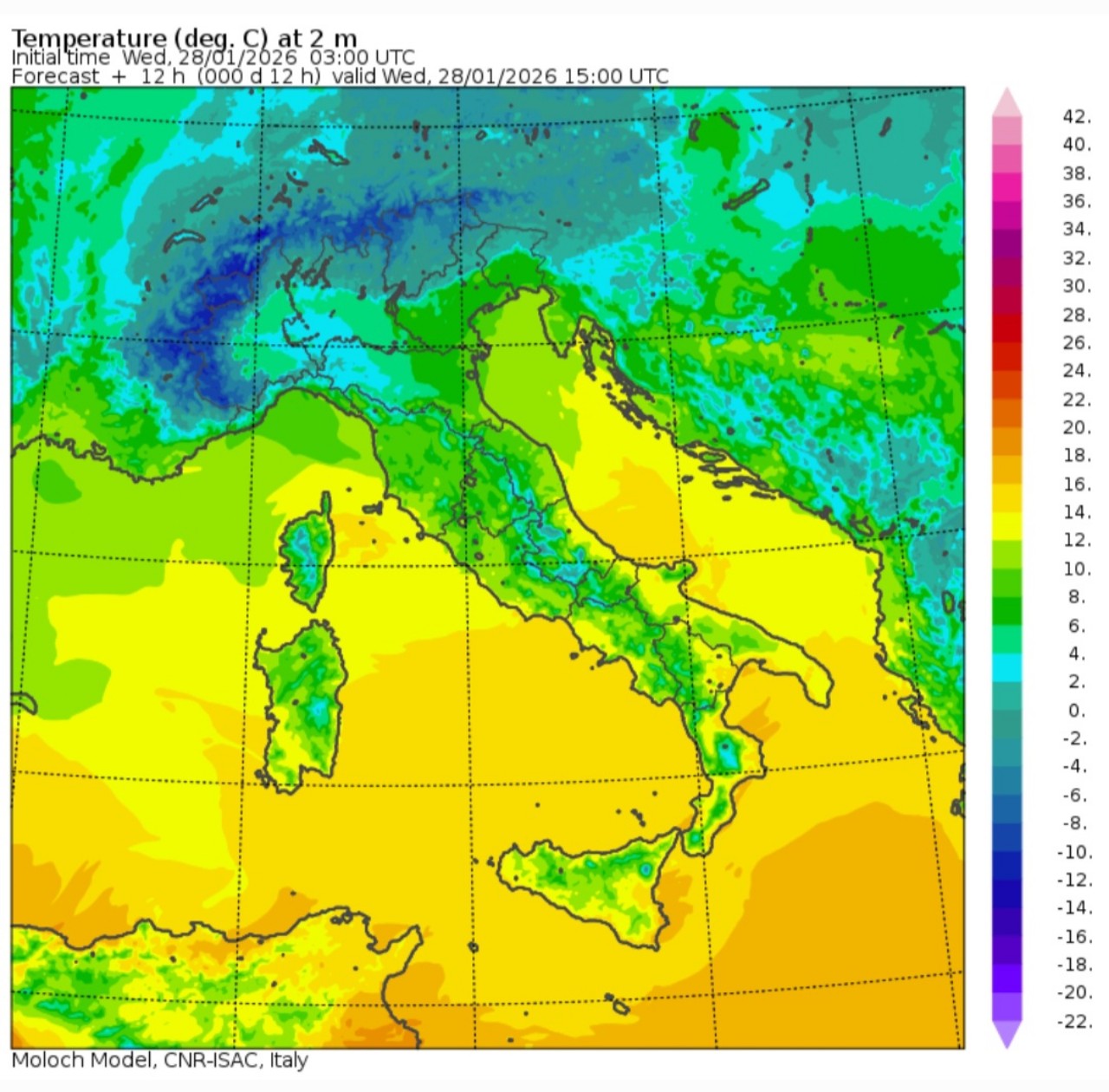 Temperature massime 28 gennaio