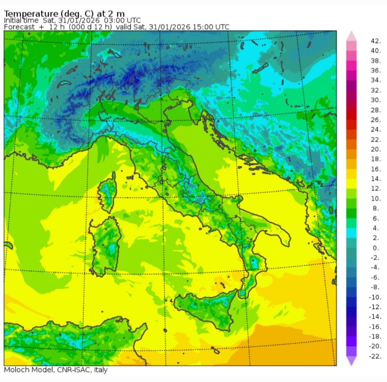 Temperature massime 31 gennaio