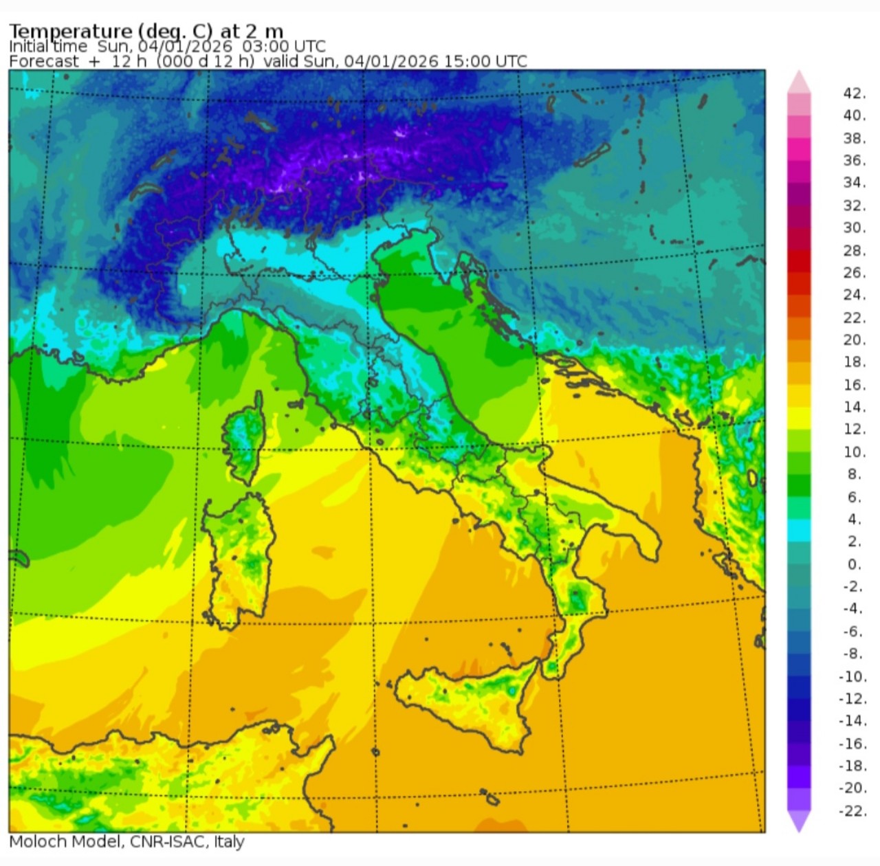 Temperature massime 4 gennaio