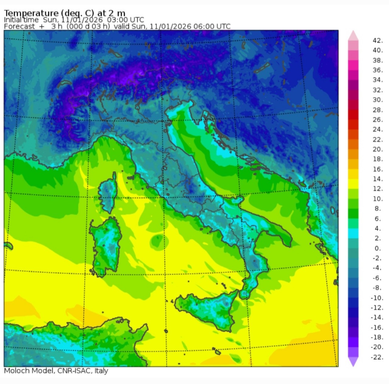 Temperature minime 11 gennaio