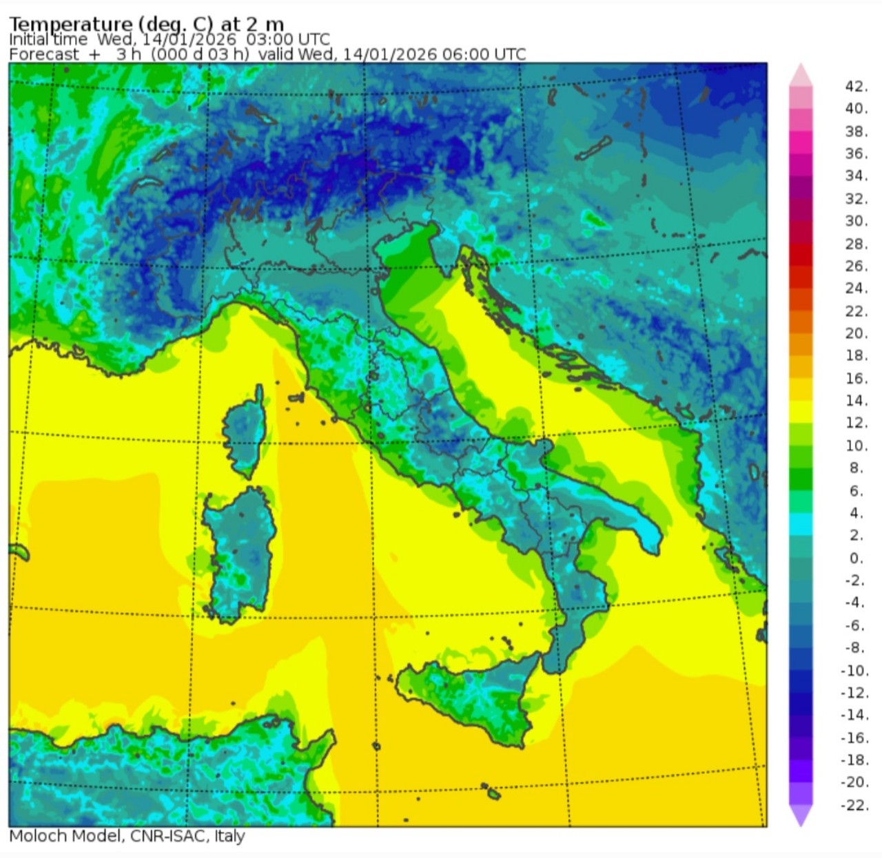 Temperature minime 14 gennaio
