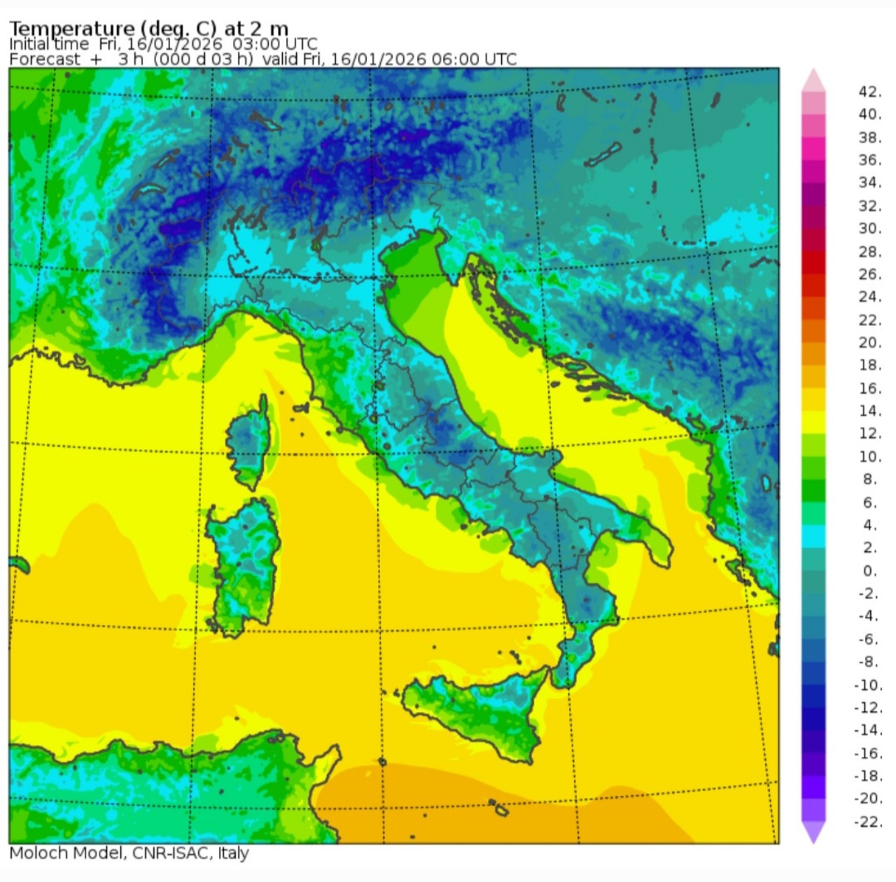 Temperature minime 16 gennaio