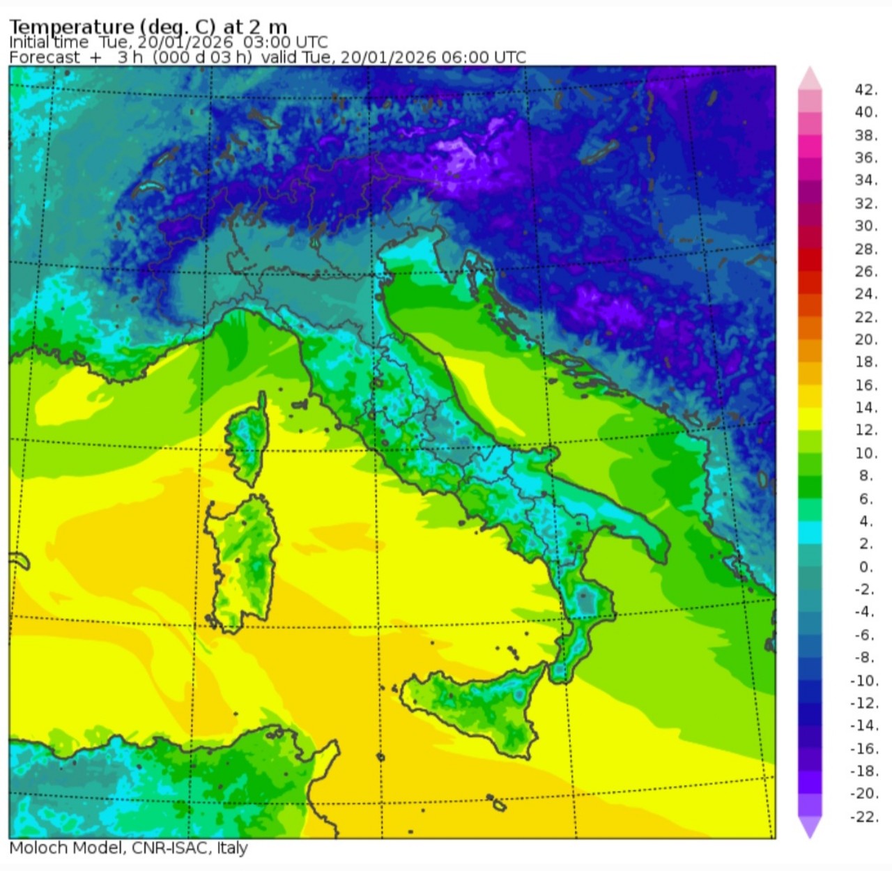 Temperature minime 20 gennaio