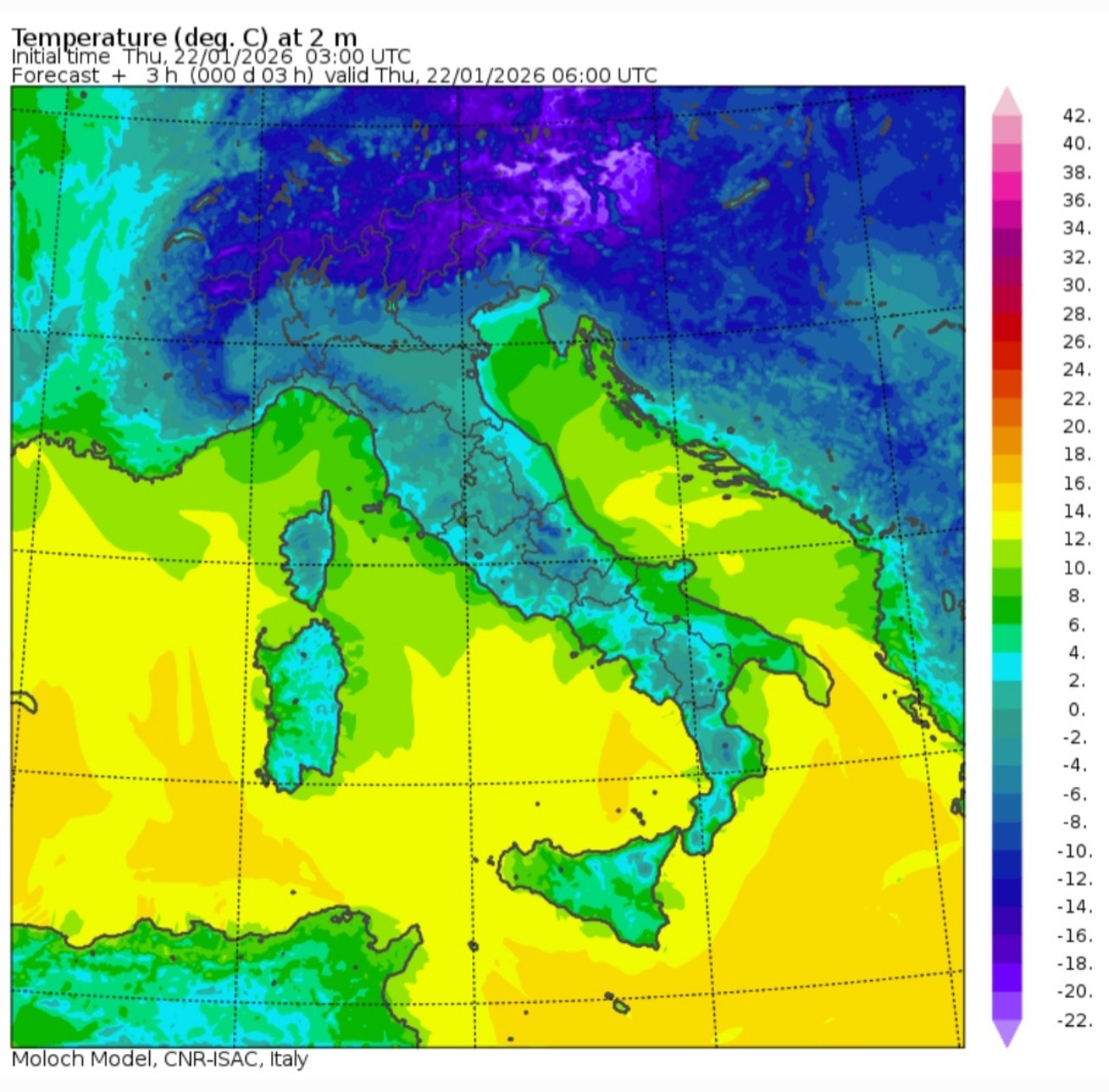 Temperature minime 22 gennaio