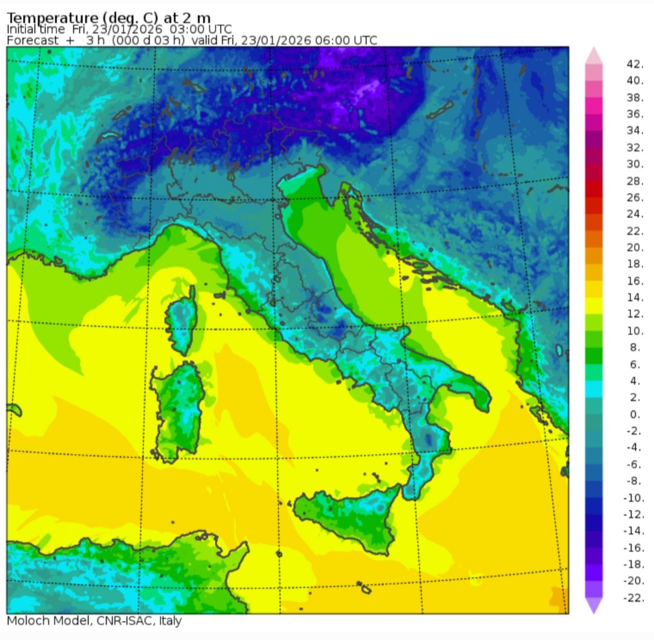Temperature minime 23 gennaio