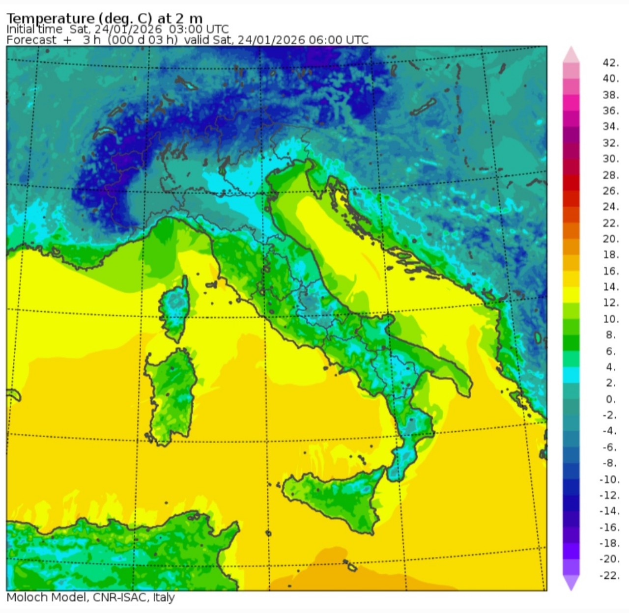 Temperature minime 24 gennaio