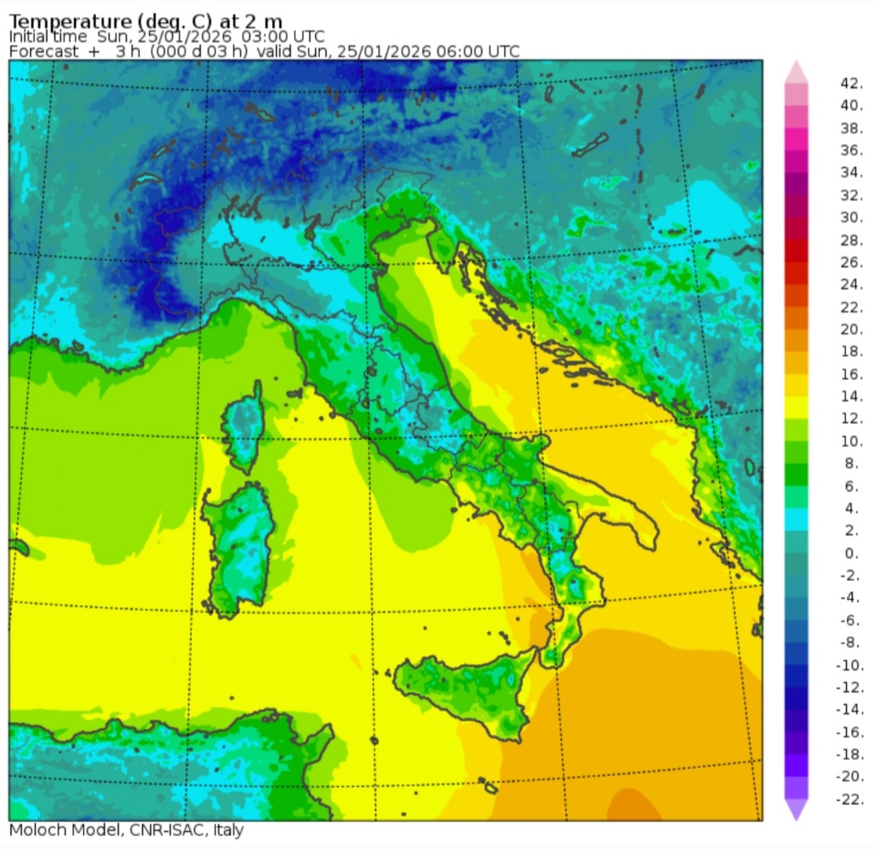 Temperature minime 25 gennaio