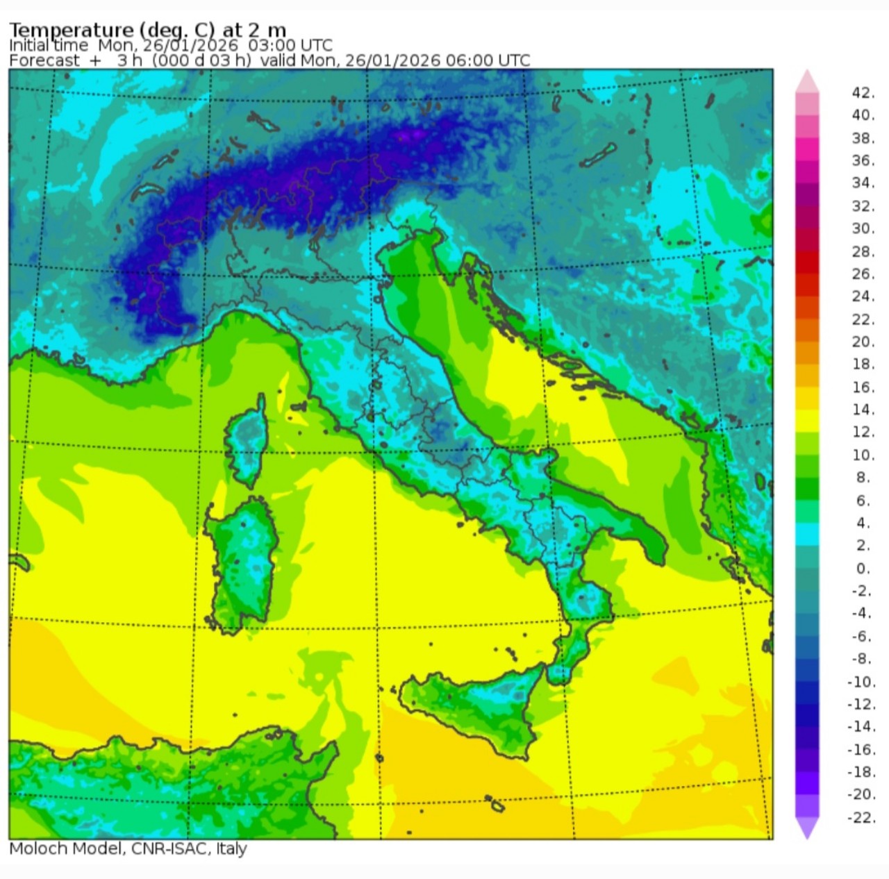 Temperature minime 26 gennaio