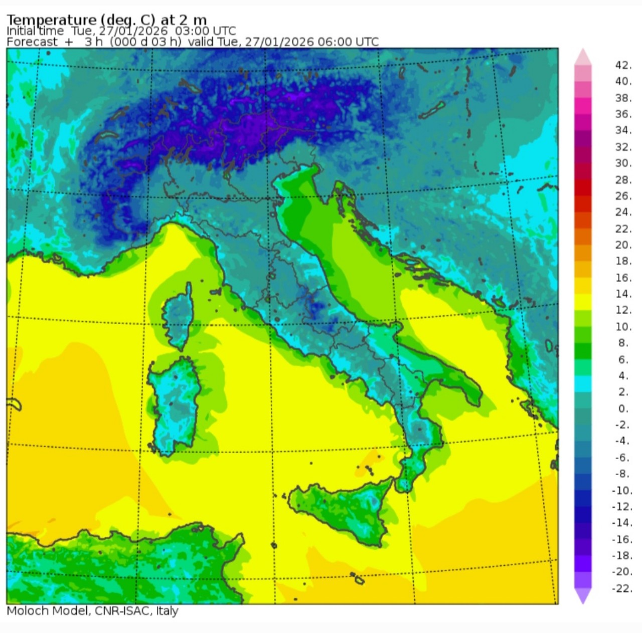 Temperature minime 27 gennaio