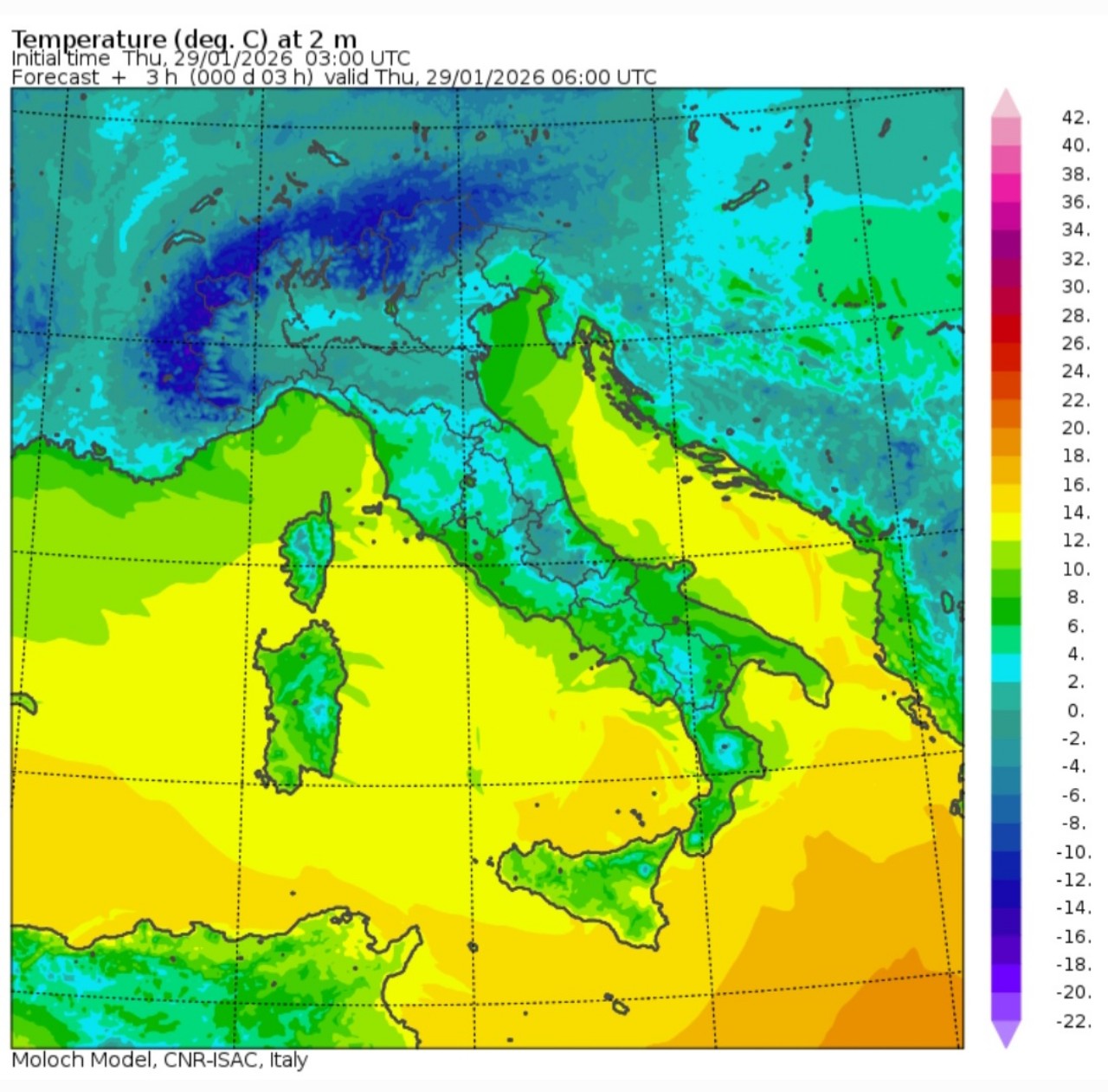Temperature minime 29 gennaio 