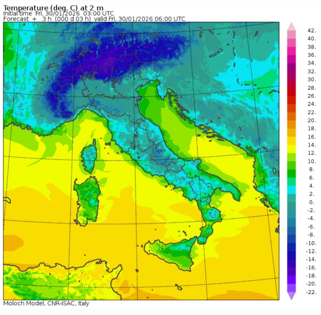 Temperature minime 30 gennaio 