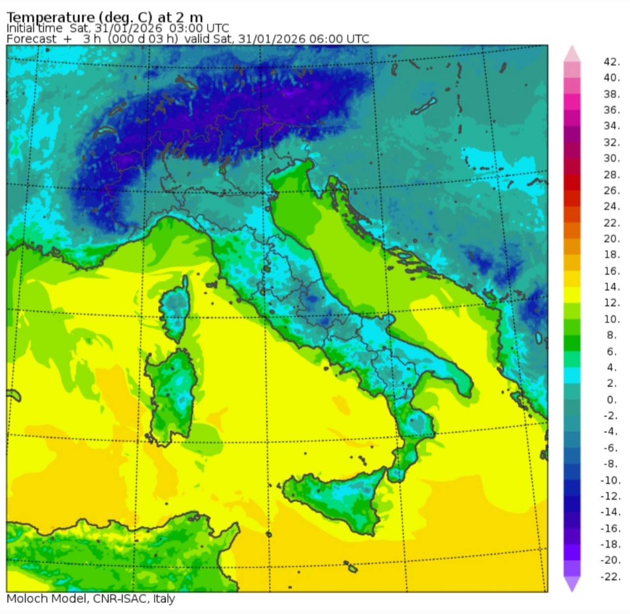 Temperature minime 31 gennaio 
