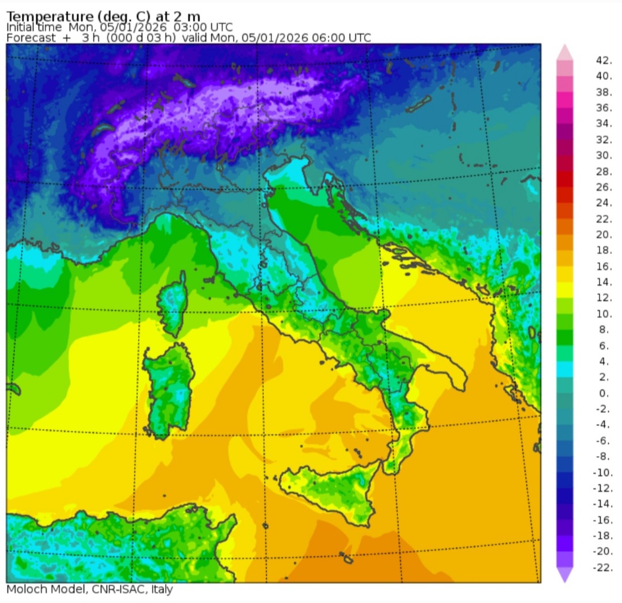 Temperature minime 5 gennaio 