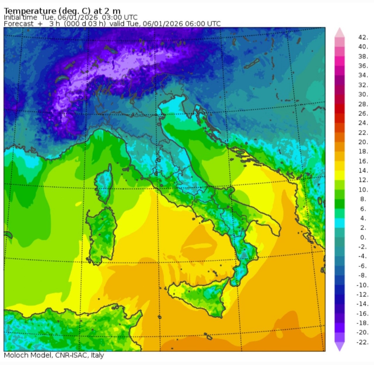Temperature minime 6 gennaio 