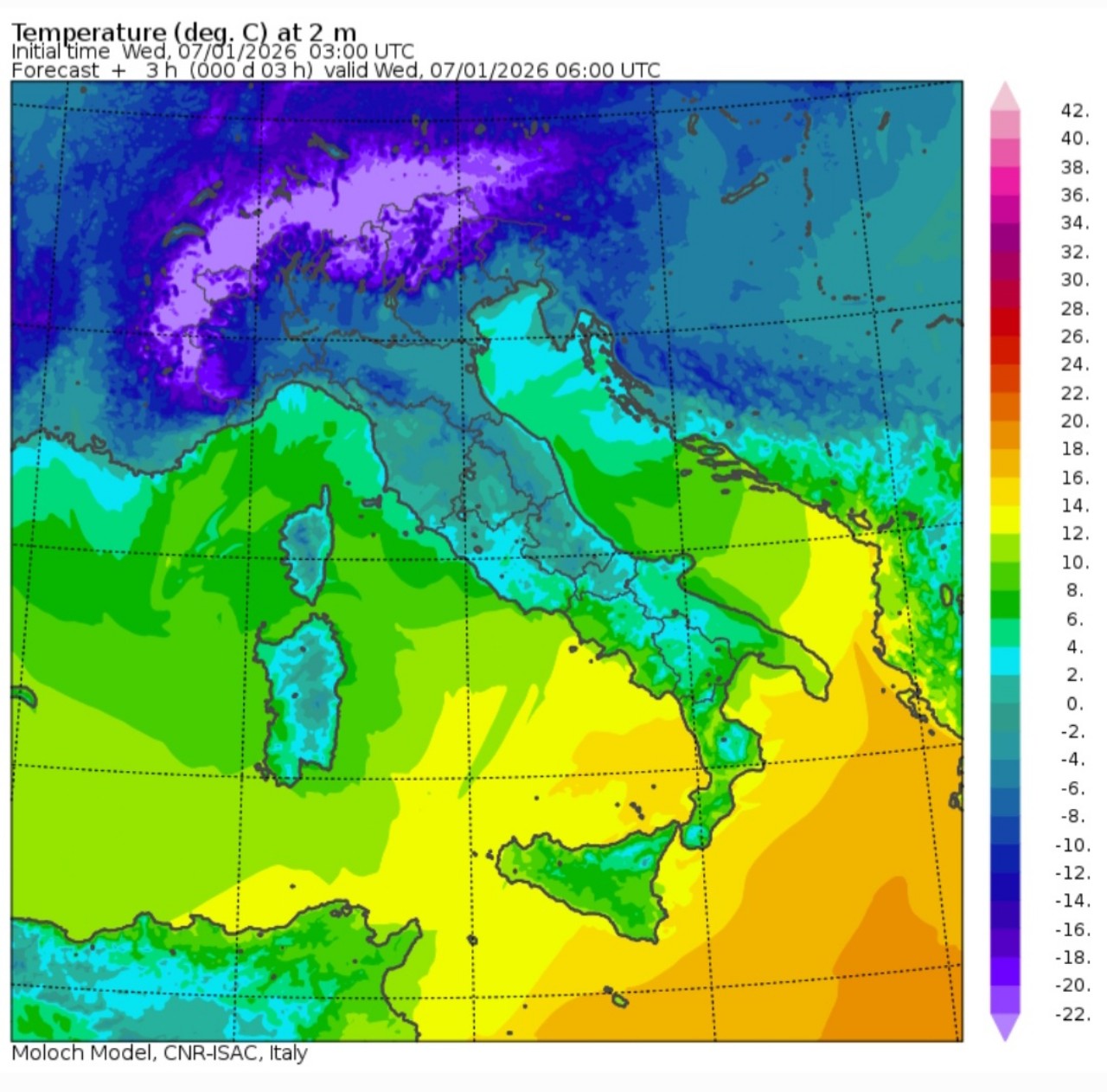 Temperature minime 7 gennaio 