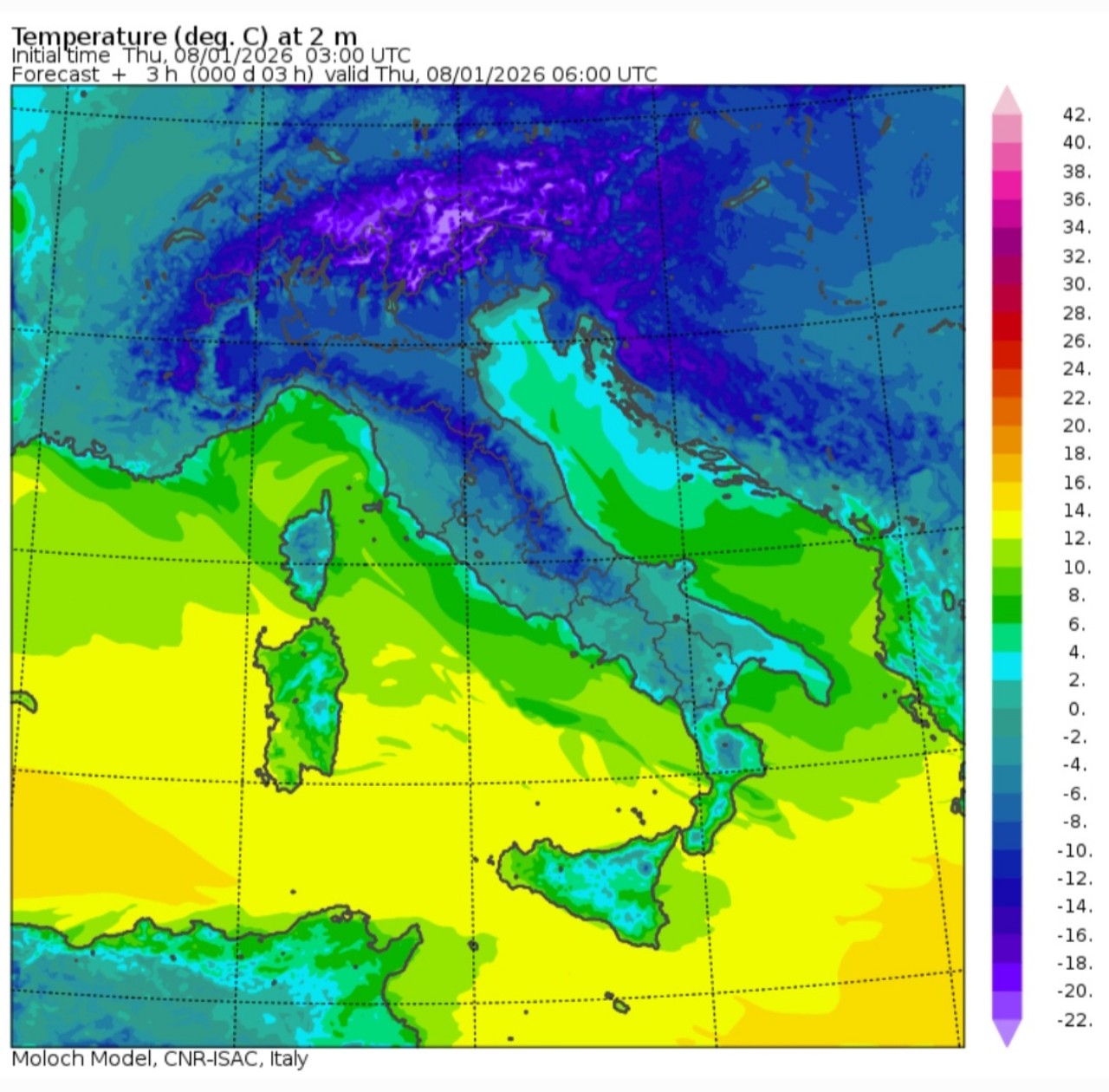 Temperature minime 8 gennaio 